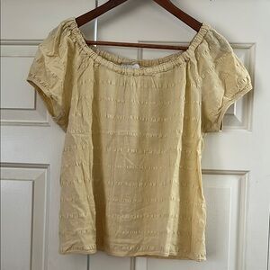 LOFT Pale Yellow Off-Shoulder Short Sleeve Top